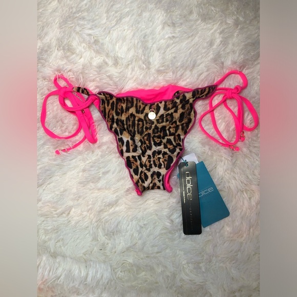 🐆💓🔥Dolce Leopard Print and Hot Pink Bikini Bottom with gold accent size M NWT🔥💓🐆 - Picture 16 of 16